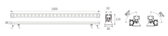 20 * 2W 1000mm Dekoratif Doğrusal LED Duvar Yıkayıcı Bar, LED Duvar Yıkama Sel Işığı 0