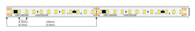 220-240VAC Yüksek Gerilim LED Şerit 1600LM 16.5W Metre Başına 120 LED IP67 EMC 0